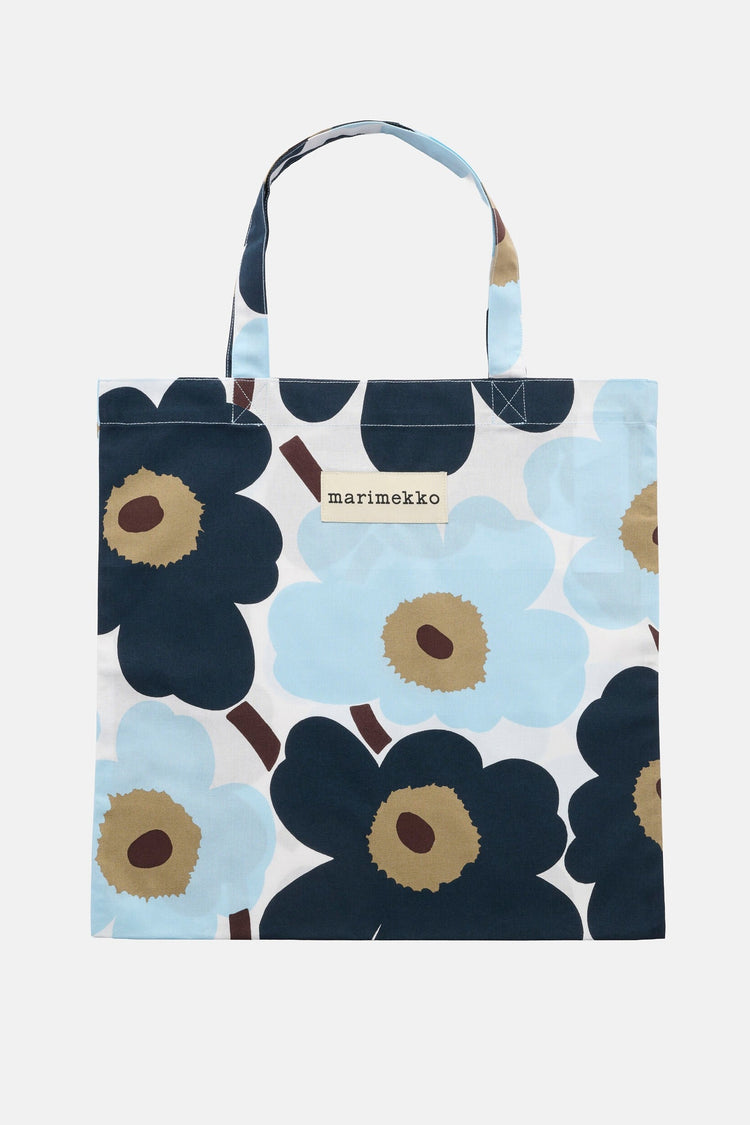 Marimekko - Pieni Unikko Bag 43x44 cm in white, blueberry, cool blue, dark brown