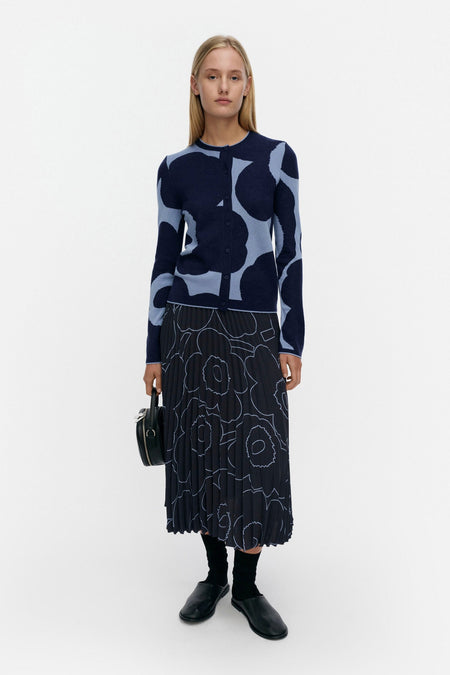 Marimekko Harhautus Unikko Knitted Cardigan in dark blue, blue