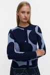 Marimekko Harhautus Unikko Knitted Cardigan in dark blue, blue