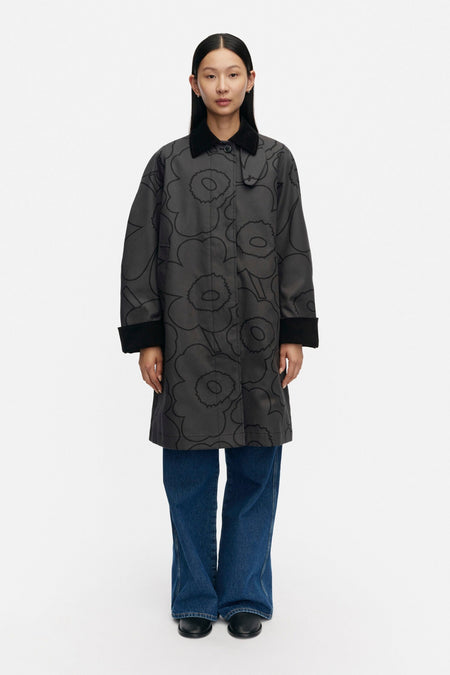 Marimekko - Eepos Piirto Unikko Coat in black, dark blue