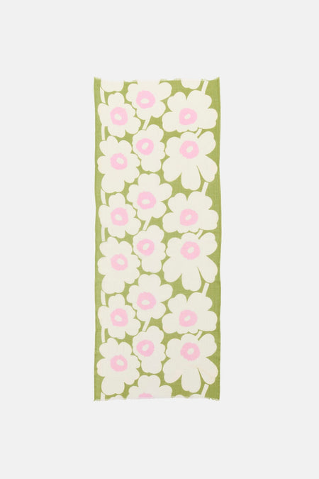 Marimekko Fiore Unikko Scarf in off white, green, light pink
