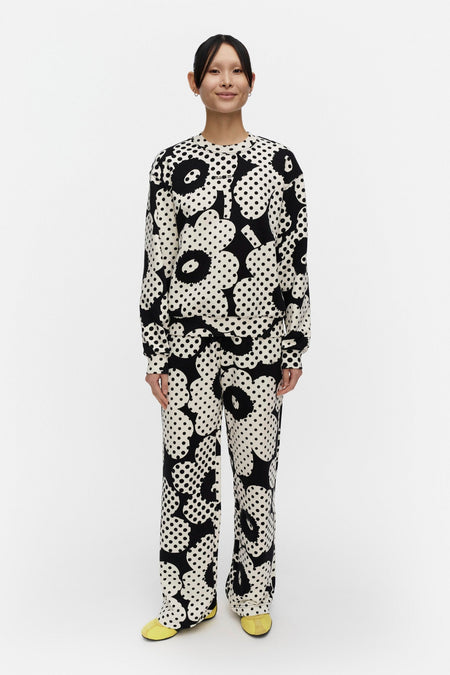 Marimekko Leiot Unikko Kioski Sweatshirt in black, off white