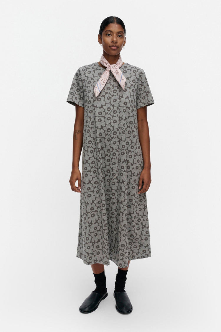 Marimekko - Pisteinen Unikko Dress - Grey Melange in grey melange, grey