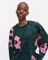 Marimekko - Nippa Unikko Kioski Jersey Shirt in dark green, light pink