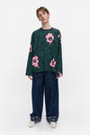 Marimekko - Nippa Unikko Kioski Jersey Shirt in dark green, light pink