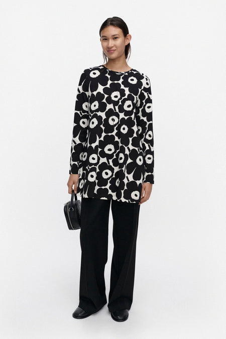 Marimekko - Kevät Unikko Jersey Tunic in black, off white