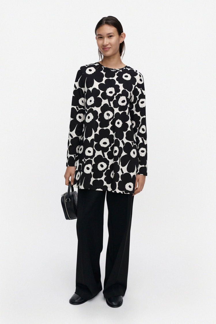 Marimekko - Kevät Unikko Jersey Tunic in black, off white