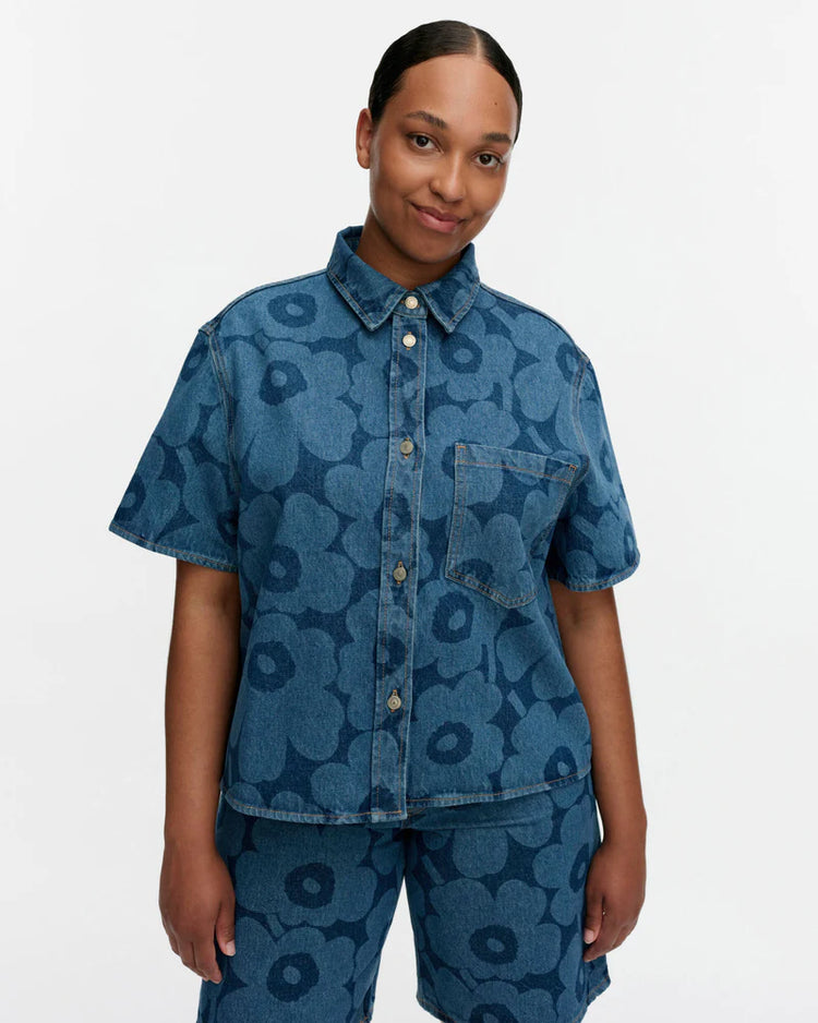 Marimekko - Maridenim kuvata unikko shirt - mid indigo