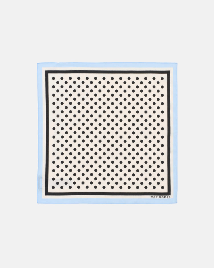 Marimekko Astrilli Pallo Scarf in off white, black, light blue