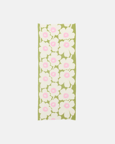 Marimekko Fiore Unikko Scarf in off white, green, light pink