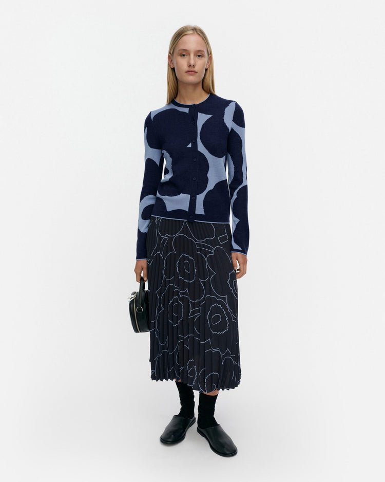 Marimekko Harhautus Unikko Knitted Cardigan in dark blue, blue