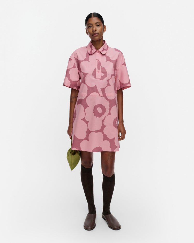 Marimekko Katkelma Unikko Dress in rose, dark rose