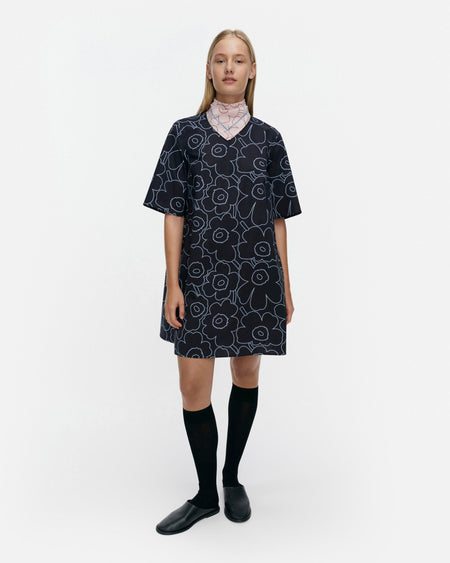 Marimekko Kukkiva Piirto Unikko Dress in dark blue, light blue