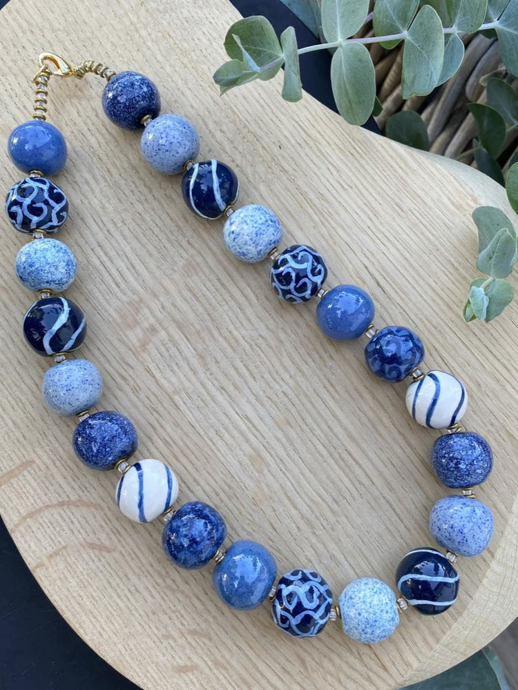 Kazuri - Candy Ting Ting - Blue and white