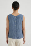 BlueBerry -Embroidered Top with Buttons on Back