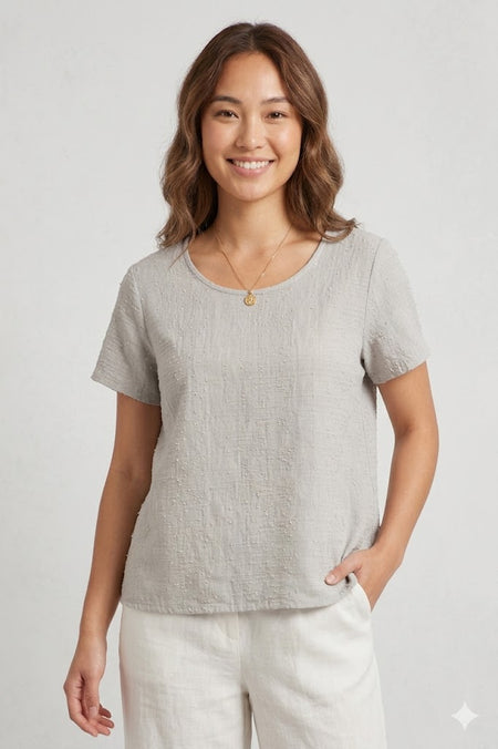 BlueBerry - Embroidered Top w/ short sleeves