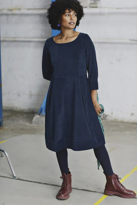 McVerdi - Dress w/Wide Ribbed Corduroy-Mc867c
